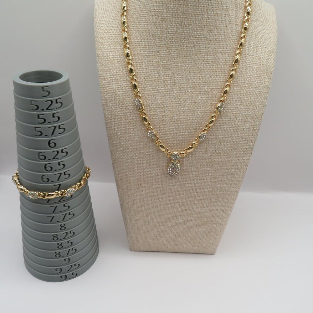 Gold Tone Rhinestone Necklace and Bracelet Set - Picture 3 of 14